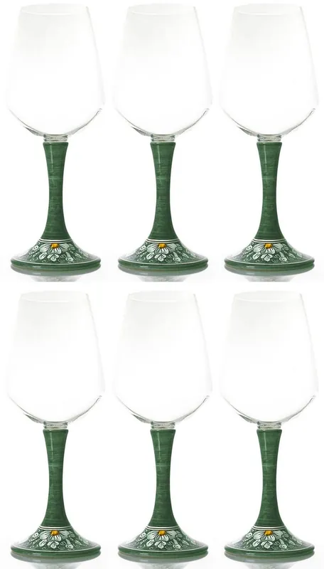 Casa Padrino Luxus Weinglas 6er Set Grün / Mehrfarbig H. 23,5 cm - Handgefertigte & handbemalte Weingläser - Hotel & Restaurant Accessoires - Luxus Qualität - Made in Italy Günstig