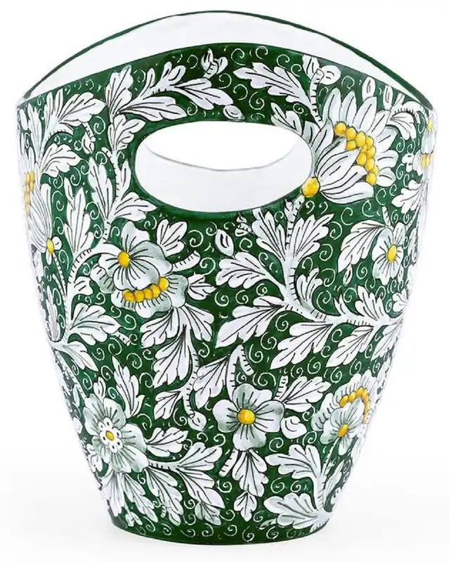 Casa Padrino Luxus Keramik Eiseimer Grün / Mehrfarbig Ø 27 x H. 25 cm - Handgefertigter & handbemalter Eiskübel - Weinkühler - Sektkühler - Champagnerkühler - Luxus Qualität - Made in Italy Sale