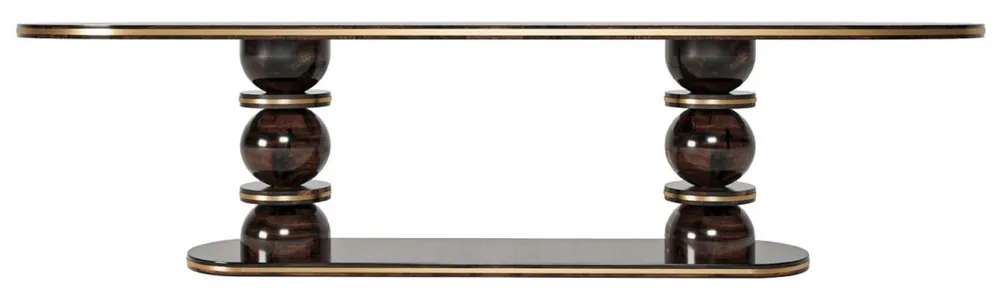 Casa Padrino Luxus Esstisch Dunkelbraun / Messing 240 x 110 x H. 76 cm - Ovaler Massivholz Esszimmertisch - Esszimmer Möbel - Luxus Möbel Letzte Chance