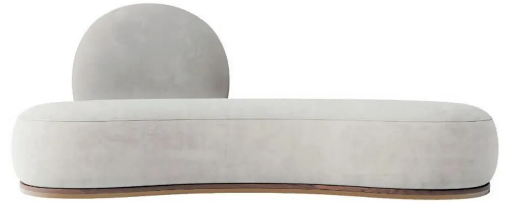 Geprüft Casa Padrino Luxus Samt Sofa Grau / Braun / Messing 230 x 100 x H. 86 cm - Gebogenes Wohnzimmer Sofa - Hotel Sofa - Wohnzimmer Möbel - Hotel Möbel - Luxus Möbel