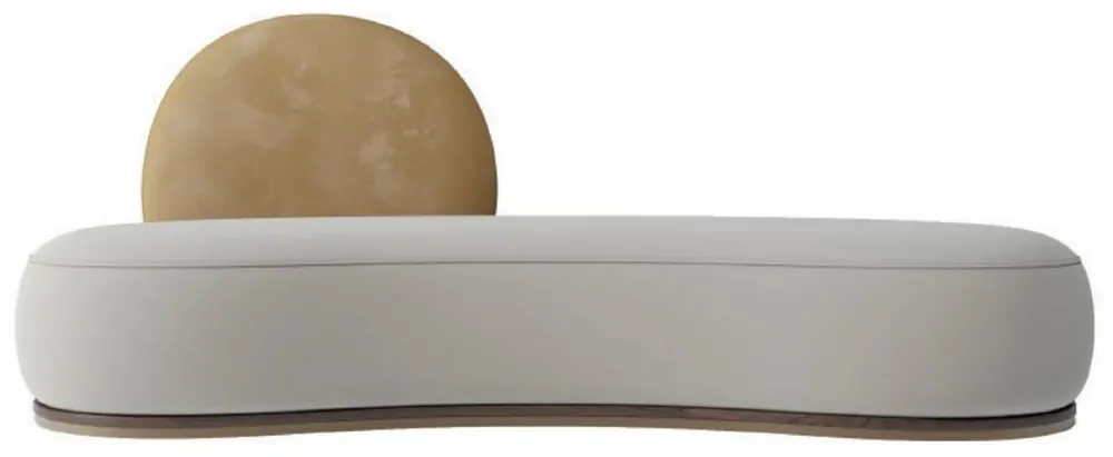 Solange Der Vorrat Reicht Casa Padrino Luxus Samt Sofa Grau / Beige / Braun / Messing 230 x 100 x H. 86 cm - Gebogenes Wohnzimmer Sofa - Hotel Sofa - Wohnzimmer Möbel - Hotel Möbel - Luxus Möbel