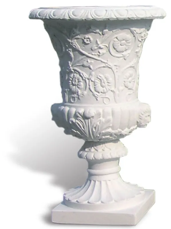 Casa Padrino Luxus Barock Blumentopf Matt Weiß Ø 49 x H. 78 cm - Handgefertigter Barockstil Pflanzentopf aus hochwertigem Carrara Marmorkies - Barock Garten Deko - Luxus Qualität - Made in Italy Direktkauf