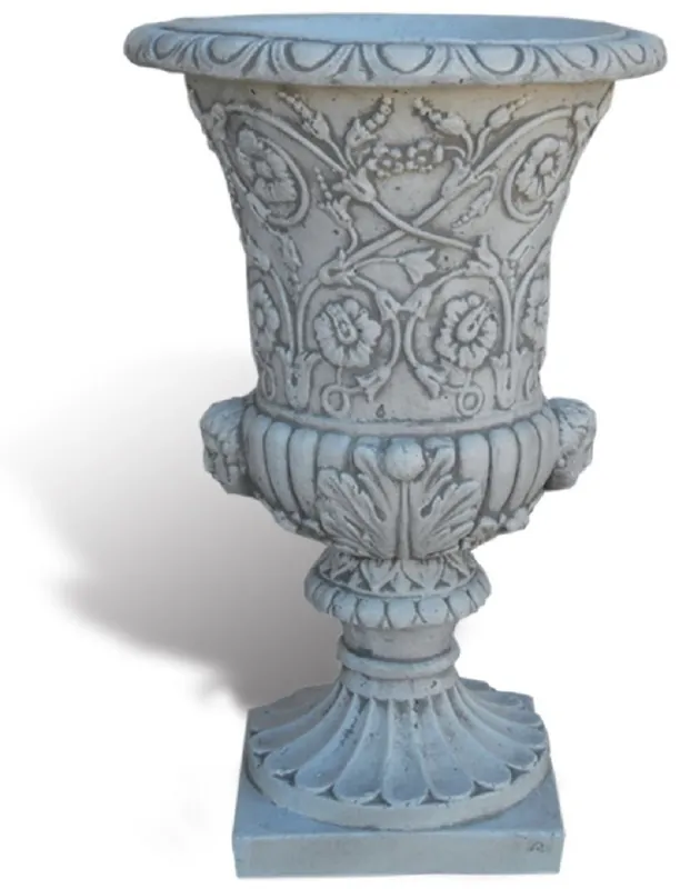 Preisreduziert Casa Padrino Luxus Barock Blumentopf Grau Ø 49 x H. 78 cm - Handgefertigter Barockstil Pflanzentopf aus hochwertigem Carrara Marmorkies - Barock Garten Deko - Luxus Qualität - Made in Italy