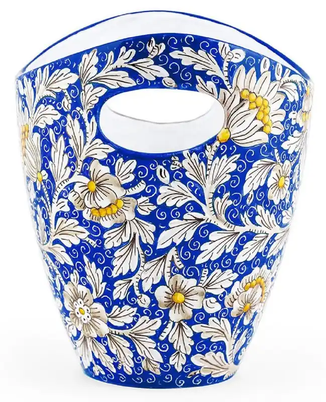 Beliebt Casa Padrino Luxus Keramik Eiseimer Blau / Mehrfarbig Ø 27 x H. 25 cm - Handgefertigter & handbemalter Eiskübel - Weinkühler - Sektkühler - Champagnerkühler - Luxus Qualität - Made in Italy