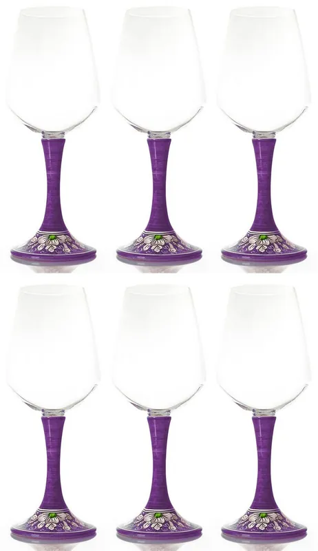 Aktuell Casa Padrino Luxus Weinglas 6er Set Lila / Mehrfarbig H. 23,5 cm - Handgefertigte & handbemalte Weingläser - Hotel & Restaurant Accessoires - Luxus Qualität - Made in Italy
