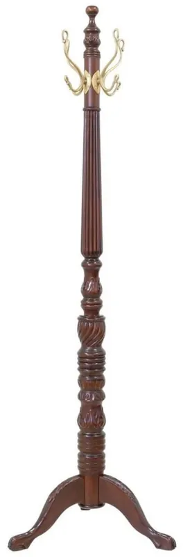 Abverkauf Casa Padrino Luxus Barock Mahagoni Garderobenständer Dunkelbraun / Messing H. 183 cm - Barockstil Massivholz Kleiderständer - Barock Garderoben Möbel