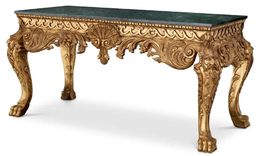 Knallerangebot Casa Padrino Luxus Barock Konsole Antik Gold / Grün - Handgefertigter Massivholz Konsolentisch mit Marmorplatte - Luxus Wohnzimmer Möbel im Barockstil - Barock Möbel - Barock Einrichtung