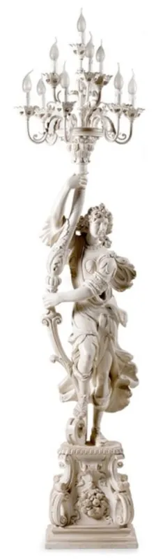 Sonderaktion Casa Padrino Luxus Barock Stehleuchte Weiß / Beige Ø 46 x H. 198 cm - Prunkvolle Barockstil Stehlampe - Luxus Qualität - Made in Italy