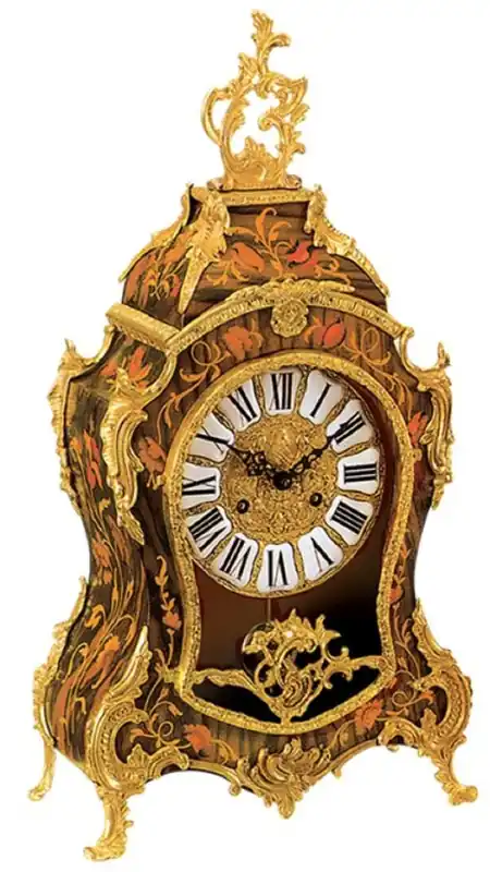 Casa Padrino Luxus Barock Tischuhr Braun / Mehrfarbig / Gold - Prunkvolle Barockstil Uhr - Handgeschnitzte Barock Schreibtischuhr - Luxus Qualität - Made in Italy Zertifiziert