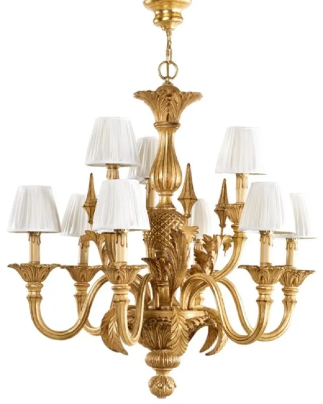 Neue Kollektion Casa Padrino Luxus Barock Kronleuchter Antik Gold / Weiß Ø 86 x H. 82 cm - Prunkvoller Barockstil Wohnzimmer Kronleuchter - Edel & Prunkvoll - Luxus Qualität - Made in Italy
