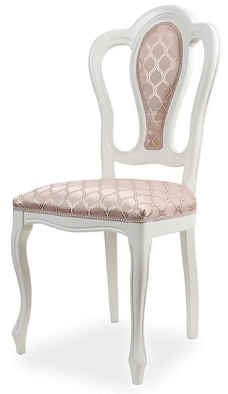 Knallerangebot Casa Padrino Luxus Barock Esszimmer Stuhl Rosa / Weiß - Barockstil Massivholz Küchen Stuhl mit elegantem Muster - Prunkvolle Luxus Esszimmer Möbel im Barockstil - Handgefertigte Barock Möbel