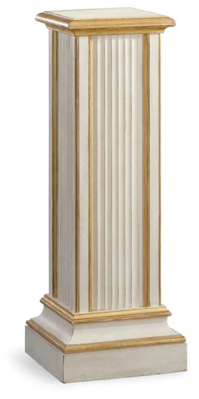 Casa Padrino Luxus Barock Säule Antik Weiß / Antik Gold - Handgefertigte Massivholz Deko Säule - Hotel Möbel - Schloss Möbel - Wohnzimmer Möbel - Luxus Qualität - Made in Italy Neu Im Sortiment