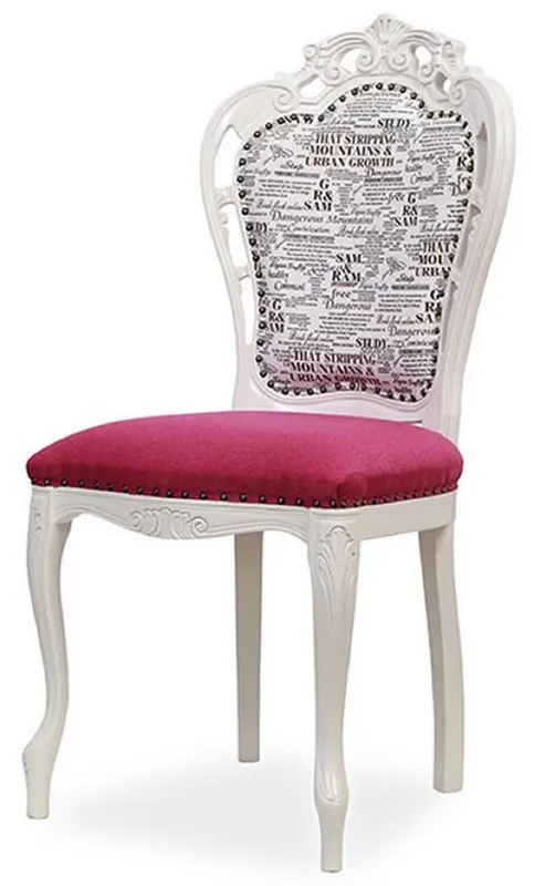 Sale Casa Padrino Luxus Barock Esszimmer Stuhl Dunkelrosa / Schwarz / Weiß - Barockstil Küchen Stuhl - Prunkvolle Luxus Esszimmer Möbel im Barockstil - Barock Möbel - Edel & Prunkvoll