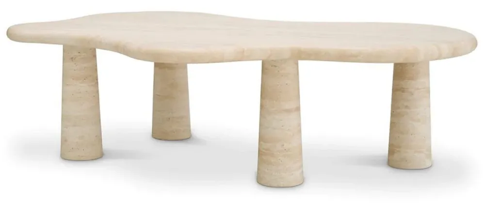 Casa Padrino Luxus Couchtisch Beige 116 x 73 x H. 34 cm - Travertin Naturstein Wohnzimmertisch - Wohnzimmer Möbel - Travertin Möbel - Luxus Möbel - Luxus Einrichtung Markenprodukt