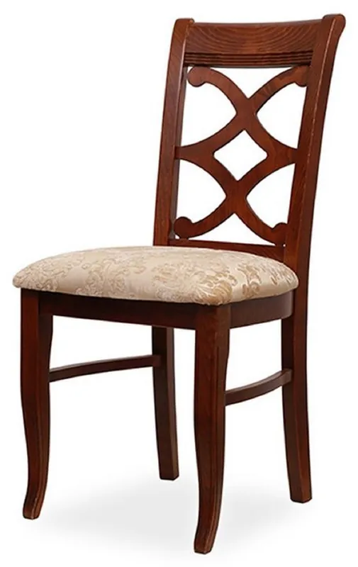 Casa Padrino Biedermeier Esszimmer Stuhl Beige / Dunkelbraun 49 x 56 x H. 92 cm - Massivholz Küchen Stuhl - Massivholz Esszimmer Möbel - Biedermeier Esszimmer Möbel Begrenztes Angebot