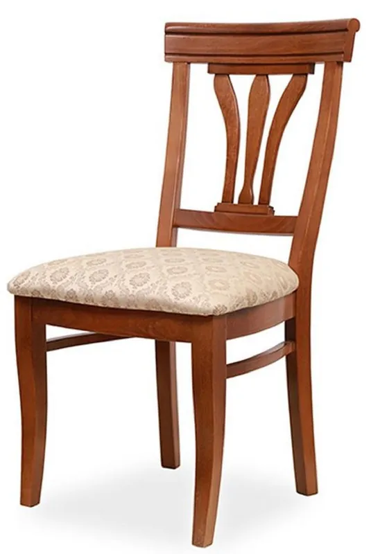 Casa Padrino Biedermeier Esszimmer Stuhl Beige / Braun 50 x 56 x H. 96 cm - Massivholz Küchen Stuhl - Massivholz Esszimmer Möbel - Biedermeier Esszimmer Möbel Top-Seller