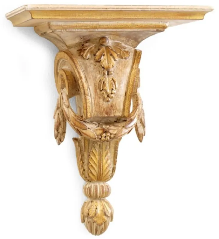 Sale Casa Padrino Luxus Barock Wandkonsole Antik Naturfarben / Antik Gelb - Handgefertigte Barockstil Wanddeko Konsole - Barock Wanddeko - Barock Möbel - Luxus Qualität - Made in Italy