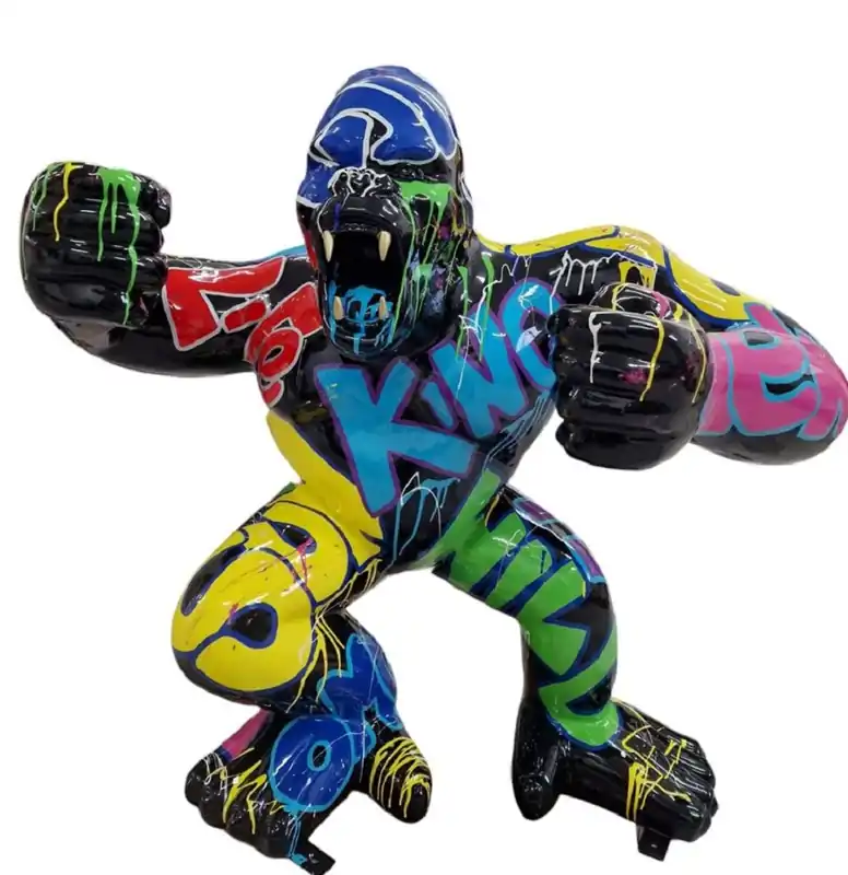 Super-Preis Casa Padrino Luxus XXL Deko Skulptur Gorilla Affe Schwarz / Mehrfarbig H. 85 cm - Große Deko Skulptur - XXL Deko Figur - Luxus XXL Tierfigur