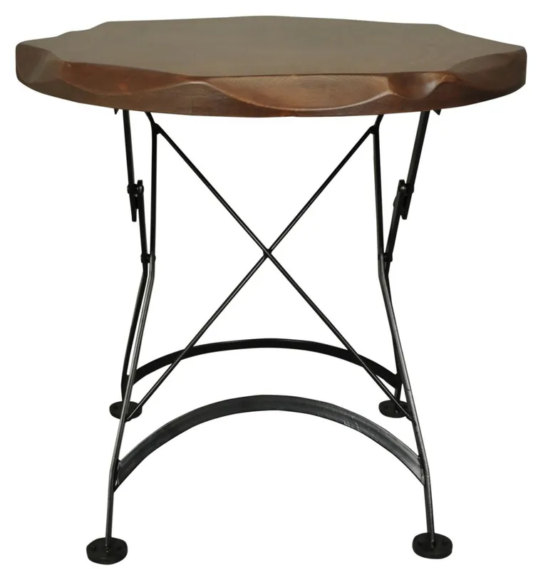 Neuheit Casa Padrino Jugendstil Garten Esstisch Braun / Schwarz - Verschiedene Größen - Klappbarer Metall Gartentisch mit Massivholz Tischplatte - Gastronomie & Garten Möbel