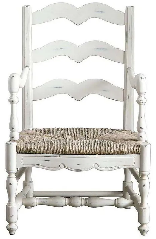 Sonderangebot Casa Padrino Luxus Landhausstil Shabby Chic Esszimmer Stuhl mit Armlehnen Antik Weiß / Naturfarben 55 x 50 x H. 90 cm - Luxus Esszimmer Möbel im Landhausstil