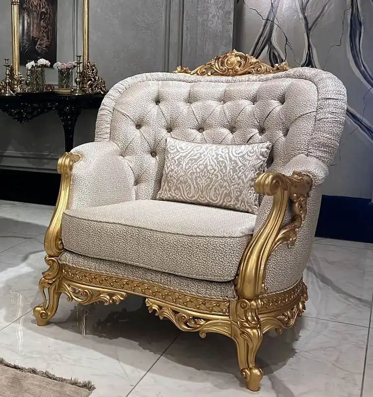 Casa Padrino Luxus Barock Wohnzimmer Sessel Gold Muster / Gold - Prunkvoller Barockstil Sessel - Luxus Wohnzimmer Möbel im Barockstil - Barock Möbel - Edel & Prunkvoll Meistverkauft