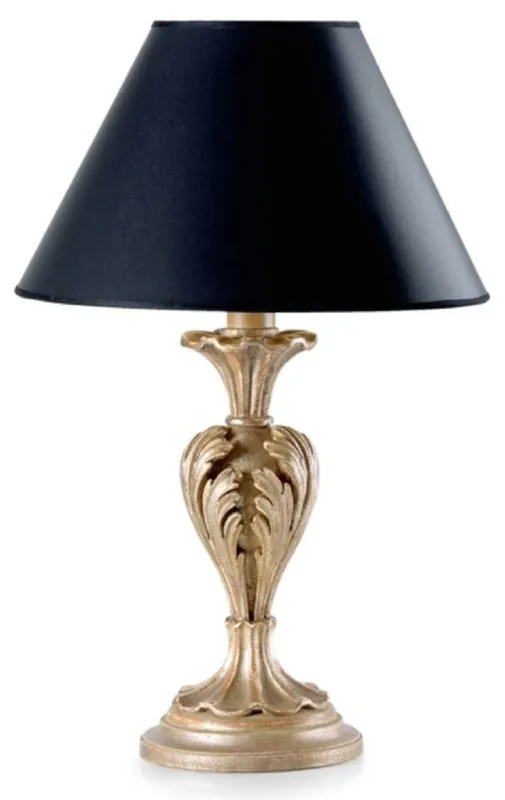 Casa Padrino Luxus Barock Tischleuchte Antik Silber / Schwarz Ø 20 x H. 47,5 cm - Prunkvolle Barockstil Schreibtischleuchte mit Lampenschirm - Luxus Qualität - Made in Italy Nur Für Kurze Zeit