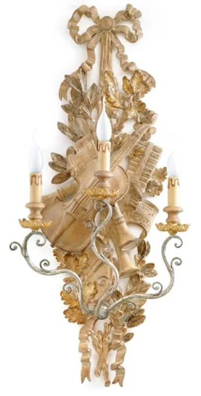 Casa Padrino Luxus Barock Wandleuchte Naturfarben / Antik Silber 41 x 19 x H. 95 cm - Prunkvolle Wandlampe im Barockstil - Barock Leuchten - Luxus Qualität - Made in Italy Preis Gesenkt