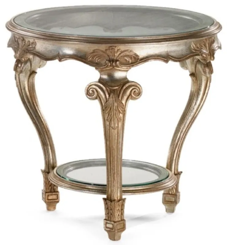 Casa Padrino Luxus Barock Beistelltisch Antik Silber - Prunkvoller Massivholz Tisch mit Glasplatten - Luxus Möbel im Barockstil - Barock Möbel - Luxus Qualität - Made in Italy Sonderangebot