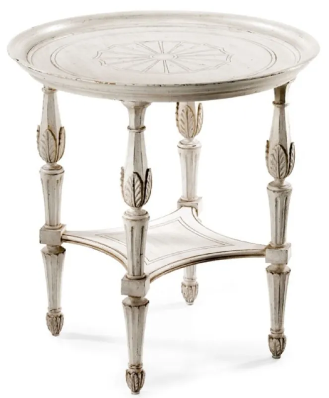 Casa Padrino Luxus Barock Beistelltisch Antik Weiß / Braun - Runder Barockstil Massivholz Tisch - Luxus Möbel im Barockstil - Barock Möbel - Luxus Qualität - Made in Italy Jetzt Kaufen