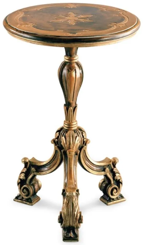 Jetzt Kaufen Casa Padrino Luxus Barock Beistelltisch Antik Braun / Schwarz / Antik Gold - Prunkvoller Barockstil 3-Bein Massivholz Tisch - Luxus Möbel im Barockstil - Barock Möbel - Luxus Qualität - Made in Italy