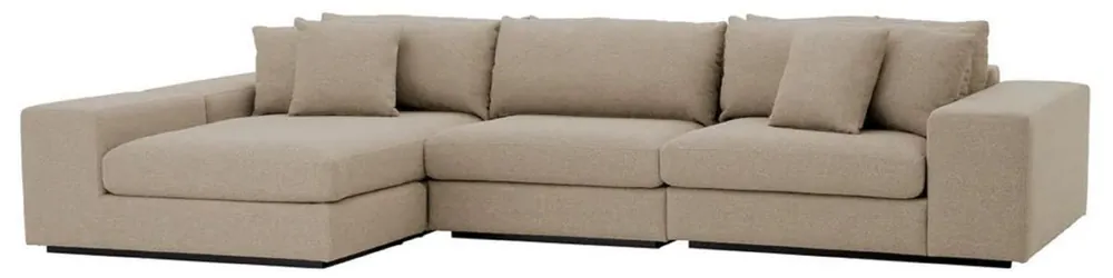 Direktkauf Casa Padrino Luxus Ecksofa mit Kissen Grau / Schwarz 380 x 200 x H. 90 cm - Wohnzimmer Sofa - Hotel Sofa - Wohnzimmer Möbel - Hotel Möbel - Luxus Möbel - Luxus Qualität