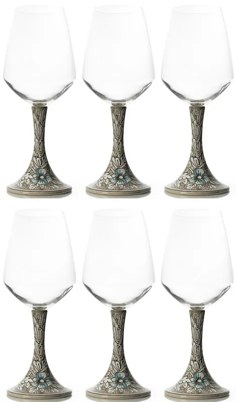 Letzte Chance Casa Padrino Luxus Keramik Weinglas 6er Set Braun / Mehrfarbig H. 23,5 cm - Handgefertigte & handbemalte Weingläser - Hotel & Restaurant Accessoires - Luxus Qualität - Made in Italy