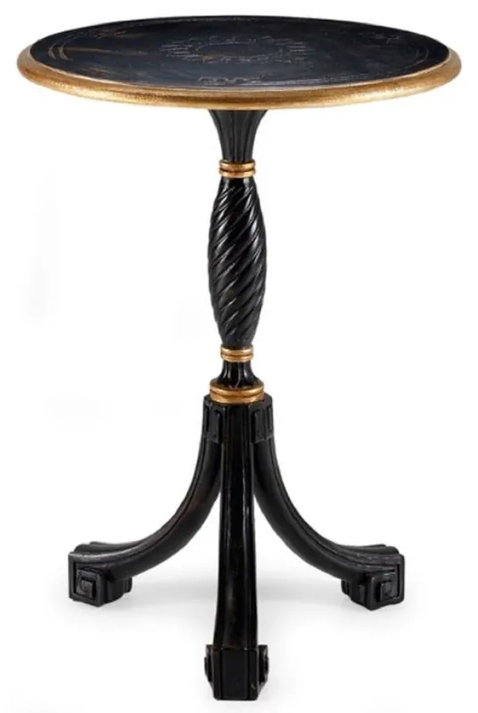 Online Kaufen Casa Padrino Luxus Barock Beistelltisch Antik Schwarz / Antik Gold - Runder Barockstil 3-Bein Massivholz Tisch - Luxus Möbel im Barockstil - Barock Möbel - Luxus Qualität - Made in Italy