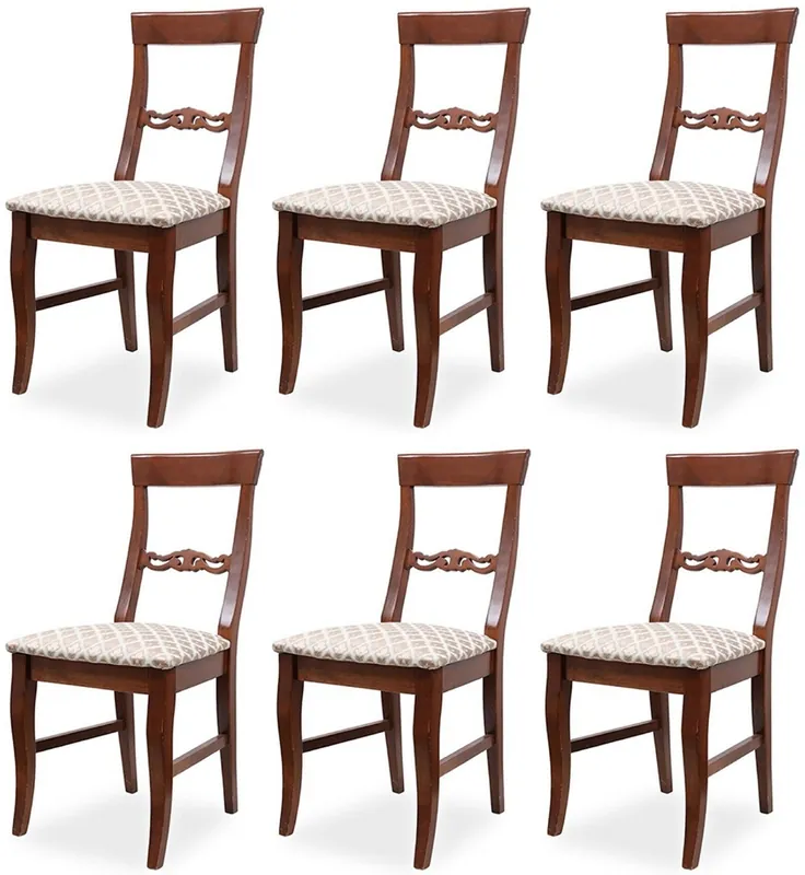 Casa Padrino Biedermeier Esszimmer Stuhl 6er Set Bronze / Weiß / Dunkelbraun 43 x 52 x H. 96 cm - Massivholz Küchen Stühle - Massivholz Esszimmer Möbel - Biedermeier Esszimmer Möbel Beliebt