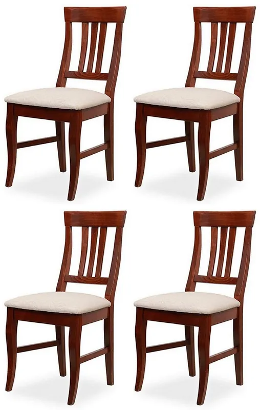 Preisknaller Casa Padrino Biedermeier Esszimmer Stuhl 4er Set Hellgrau / Dunkelbraun 43 x 52 x H. 96 cm - Massivholz Küchen Stühle - Massivholz Esszimmer Möbel - Biedermeier Esszimmer Möbel