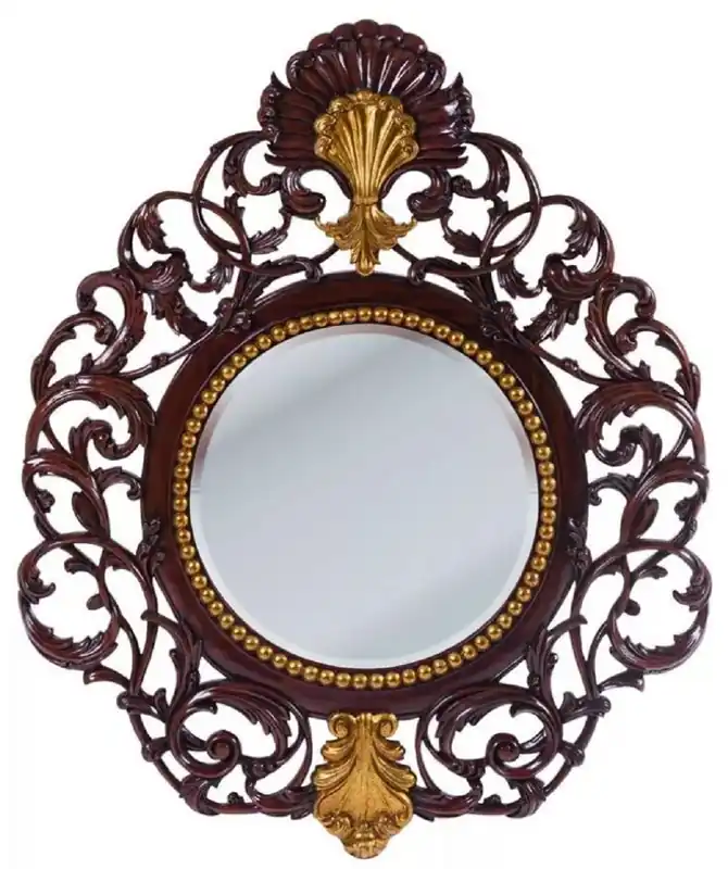 Casa Padrino Luxus Barock Spiegel Dunkelbraun / Antik Gold - Handgefertigter Mahagoni Wandspiegel im Barockstil - Luxus Möbel im Barockstil - Barock Möbel - Edel & Prunkvoll Top-Preis