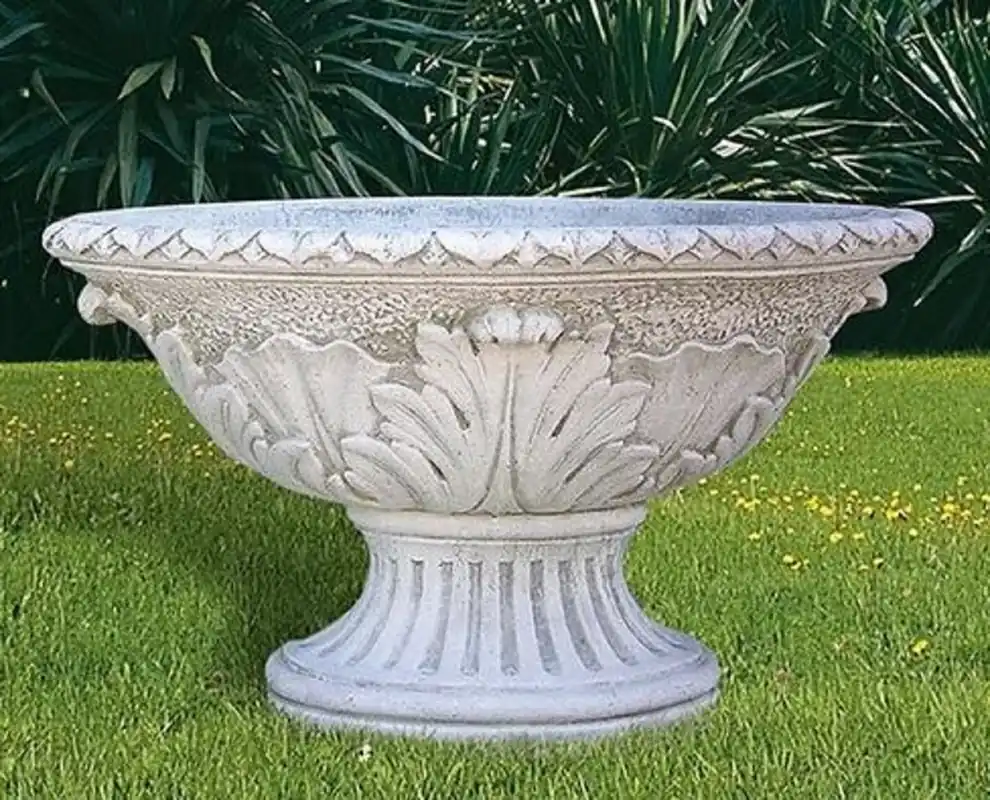 Casa Padrino Luxus Barock Blumentopf Grau Ø 100 x H. 60 cm - Runder Barockstil Pflanzentopf aus hochwertigem Carrara Marmorkies - Barock Garten Deko - Luxus Qualität - Made in Italy Angebot