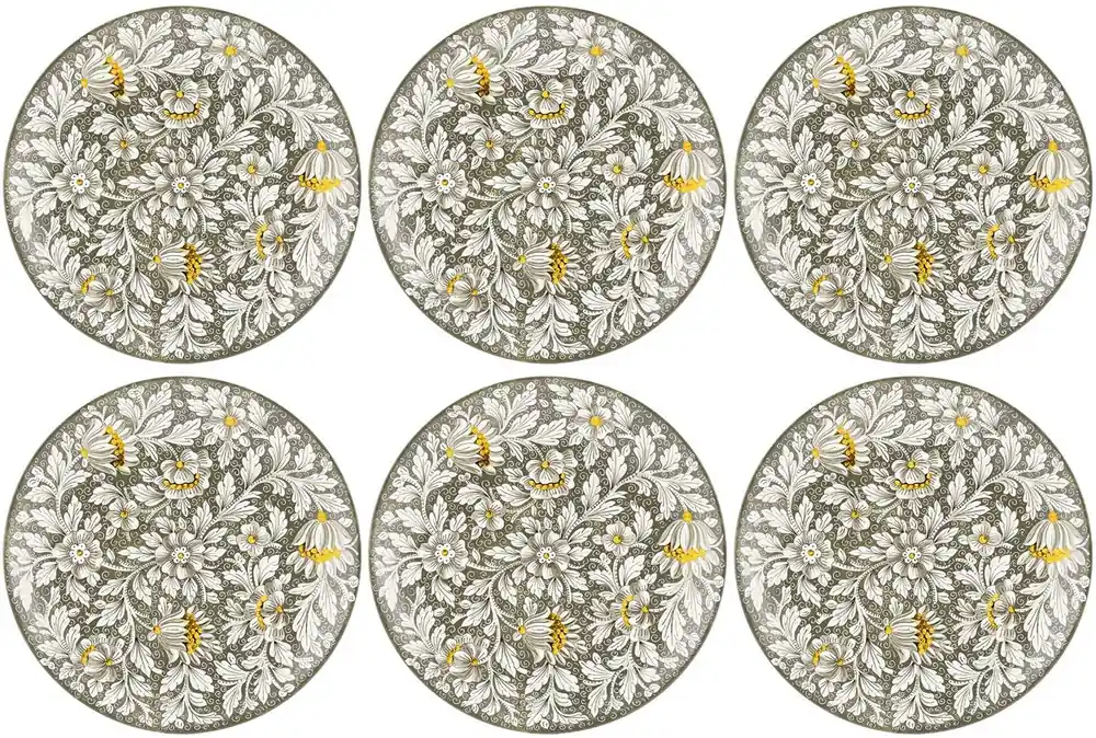 Neu Im Sortiment Casa Padrino Luxus Keramik Teller 6er Set Olivgrün / Mehrfarbig Ø 40 cm - Handgefertigte & handbemalte Essteller mit Blumendesign - Hotel & Restaurant Accessoires - Luxus Qualität - Made in Italy