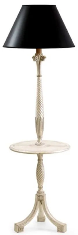 Casa Padrino Luxus Barock Stehleuchte mit Beistelltisch Antik Creme / Schwarz Ø 49 x H. 148 cm - Prunkvolle Barockstil Stehlampe - Luxus Qualität - Made in Italy Neu Im Sortiment