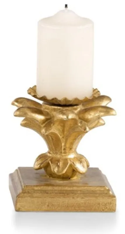 Casa Padrino Luxus Barock Kerzenhalter Antik Gold 9 x 9 x H. 9 cm - Kleiner handgeschitzter Barockstil Kerzenständer - Luxus Deko Accessoires im Barockstil - Luxus Qualität - Made in Italy Sale