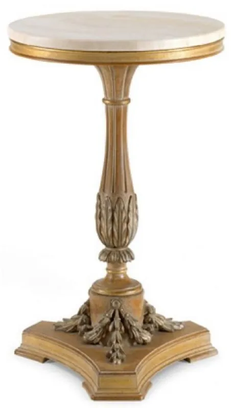 Neuheit Casa Padrino Luxus Barock Beistelltisch Antik Braun / Creme - Prunkvoller Massivholz Tisch mit Marmorplatte - Luxus Möbel im Barockstil - Barock Möbel - Luxus Qualität - Made in Italy