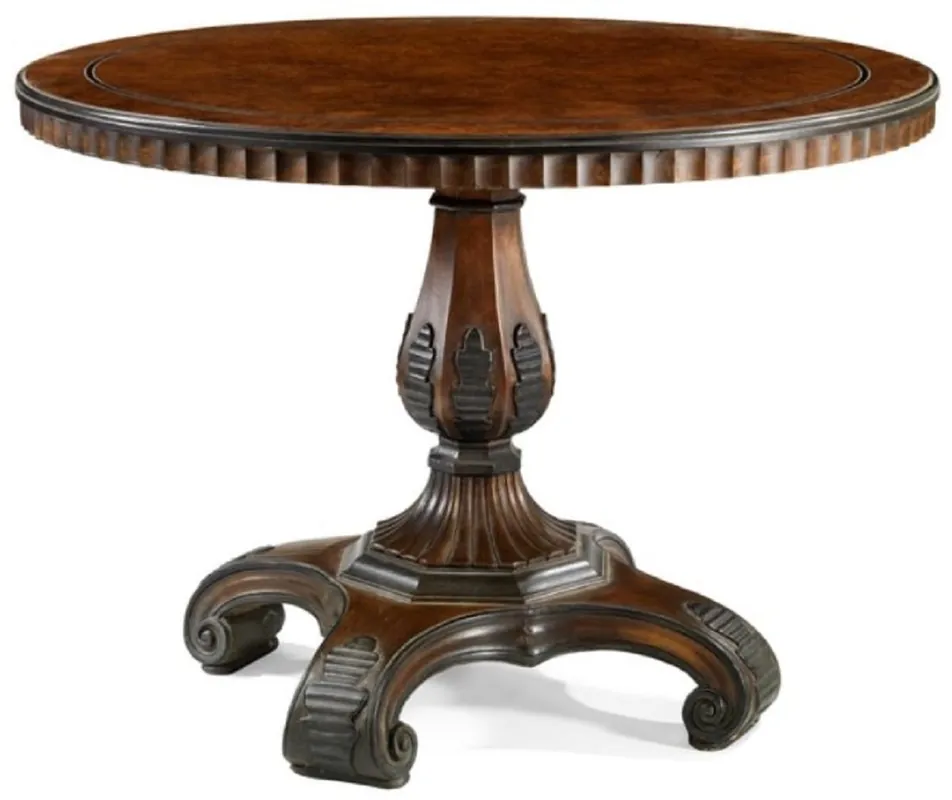 Casa Padrino Luxus Barock Esstisch Dunkelbraun / Schwarz - Runder Massivholz Esszimmertisch im Barockstil - Barock Esszimmer & Hotel Möbel - Luxus Qualität - Made in Italy Finale Aktion