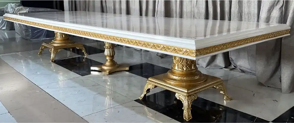 Casa Padrino Luxus Barock Esstisch Creme / Weiß / Gold 500 cm - Riesiger Massivholz Esszimmertisch - Esszimmer Möbel im Barockstil - Barock Möbel - Barock Einrichtung - Edel & Prunkvoll Preiswert