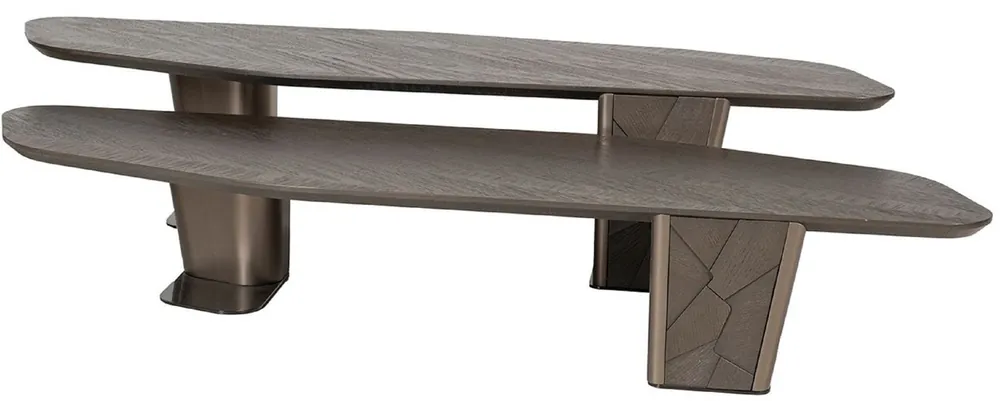 Nur Für Kurze Zeit Casa Padrino Luxus Couchtisch 2er Set Dunkelbraun / Bronze - Luxus Wohnzimmertische - Wohnzimmer Möbel - Hotel Möbel - Luxus Möbel