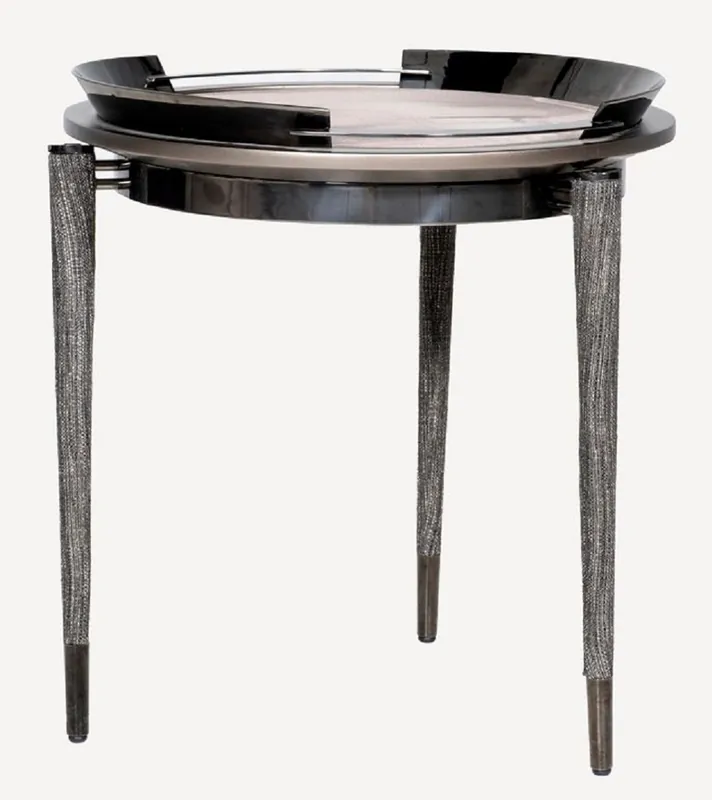 Neu Casa Padrino Luxus 3-Bein Beistelltisch Grau / Schwarz / Bronze Ø 53 x H. 55,16 cm - Runder Wohnzimmer Beistelltisch - Hotel Tisch - Wohnzimmer Möbel - Hotel Möbel - Luxus Qualität
