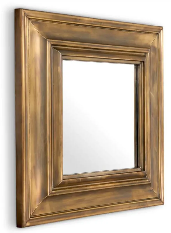 Kracherpreis Casa Padrino Luxus Edelstahl Wandspiegel Vintage Messing 100 x 13 x H. 100 cm - Quadratischer Wohnzimmer Spiegel - Schlafzimmer Spiegel - Garderoben Spiegel - Luxus Möbel - Luxus Einrichtung
