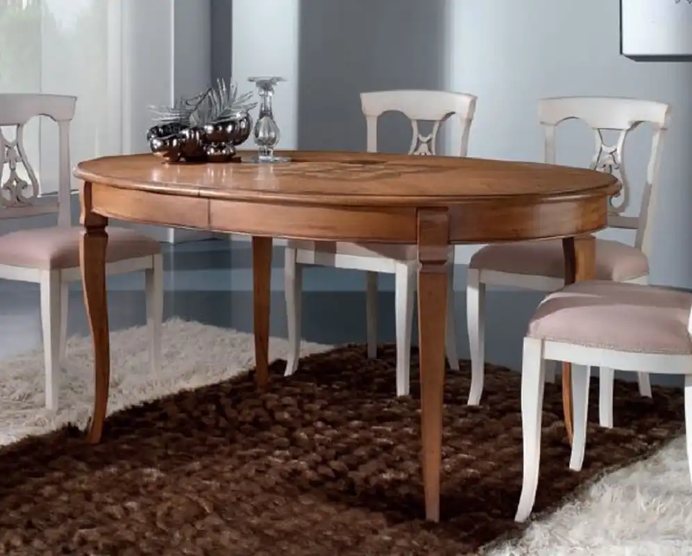 Casa Padrino Luxus Biedermeier Esstisch Braun Intarsien - Ovaler ausziehbarer Massivholz Esszimmertisch - Biedermeier Esszimmer Möbel - Luxus Qualität - Made in Italy Jetzt Kaufen