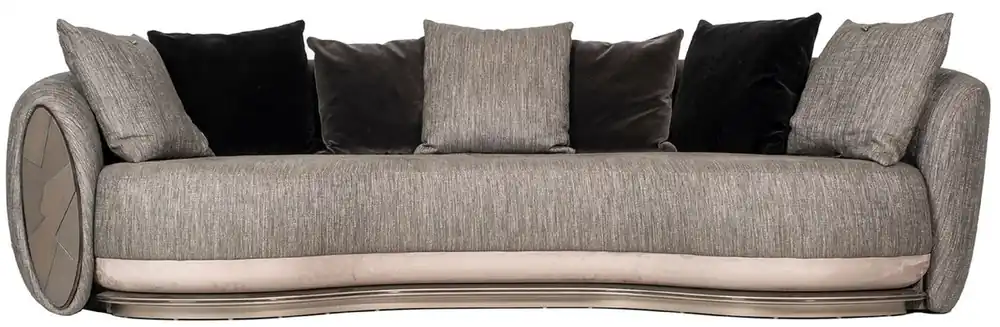 Casa Padrino Luxus Sofa Schwarz / Grau / Dunkelbraun / Bronze 300 x 130 x H. 76 cm - Wohnzimmer Sofa - Hotel Sofa - Wohnzimmer Möbel - Hotel Möbel - Luxus Möbel - Luxus Kollektion Billig