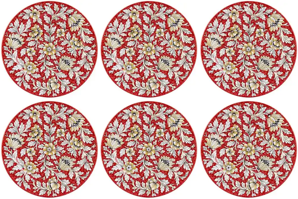 Kracherpreis Casa Padrino Luxus Keramik Teller 6er Set Rot Ø 32 cm - Made in Italy