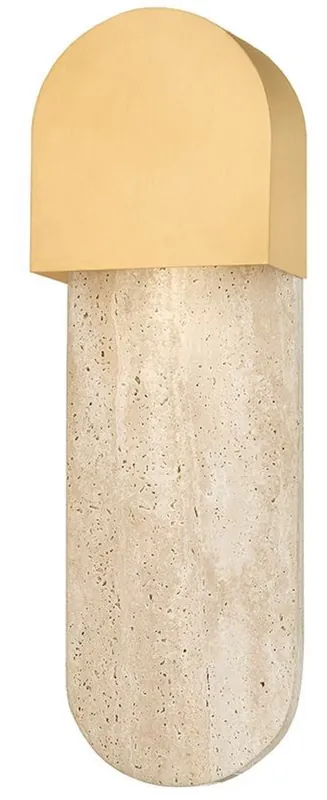 Sale Casa Padrino Luxus Travertin LED Wandleuchte Beige / Messing H. 40,64 cm